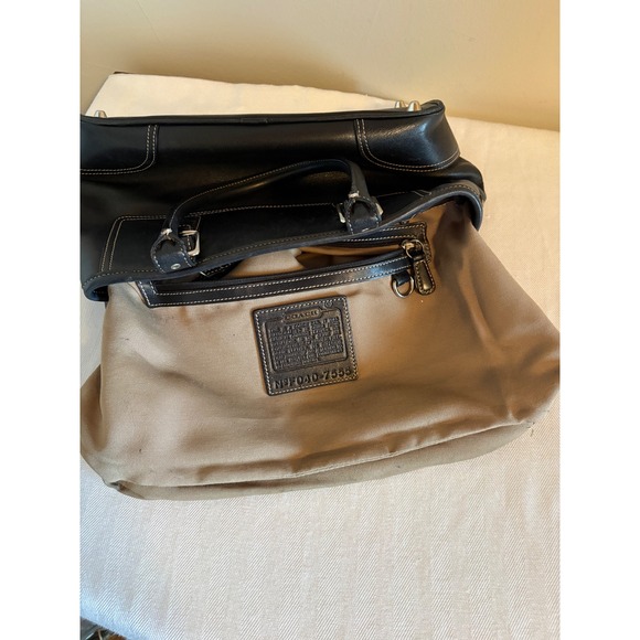 Vintage Coach Hampton Black Leather Satchel Tote Handbag NoF040 7555 - Picture 13 of 13